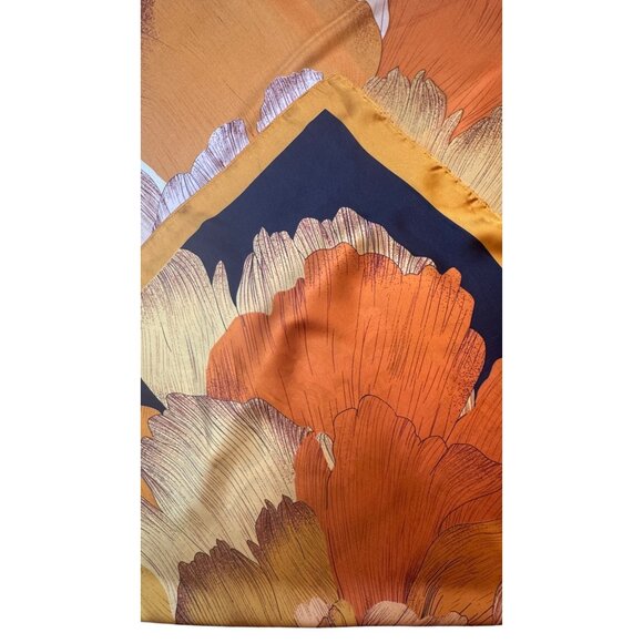 NEW Multicolor Bold Colorful Floral Pink Flower Printed 100% Silk Fashion Scarf - Picture 4 of 7